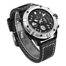 GOLDEN HOURS Military Quartz Dual Time Watch Men Date Week Alarm Multifunction Fashion Sports Leather Strap Wrist Watches - mykariakoo