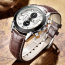 Megir 2020 Fashion Leather Sports Quartz Watch Man Military Chronograph Wristwatch Men Army Astyle Clock - mykariakoo