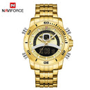 NAVIFORCE Stainless Steel Dual Time Wrist Watch For Men | NF9181 | Golden - mykariakoo