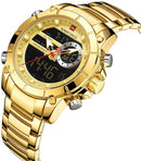 NAVIFORCE Digital Watch Men Luxury Stainless Steel Waterproof Sport Analog Quartz Watches Chronograph Multifunctional Business Wristwatch - mykariakoo