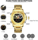 NAVIFORCE Digital Watch Men Luxury Stainless Steel Waterproof Sport Analog Quartz Watches Chronograph Multifunctional Business Wristwatch - mykariakoo