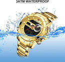 NAVIFORCE Digital Watch Men Luxury Stainless Steel Waterproof Sport Analog Quartz Watches Chronograph Multifunctional Business Wristwatch - mykariakoo